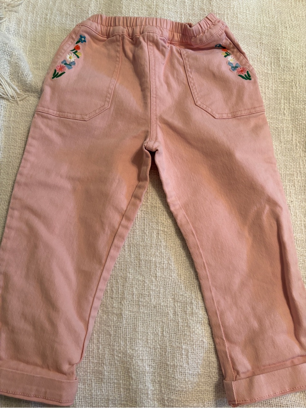 Mini Boden Girl’s Pink Embroidered Pocket Pants size 3